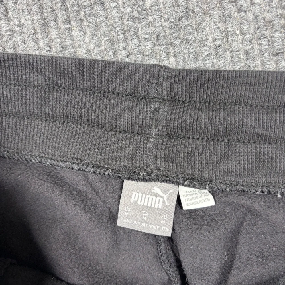 Puma Sweatpants Mens M Sportstyle Established 1948 Black Fleece Wide Leg Track